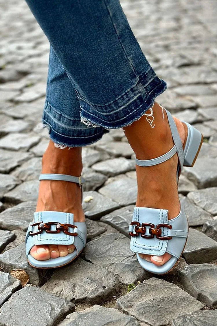 Azzurra | Tortoiseshell Chain Buckle Ankle-Strap Sandal