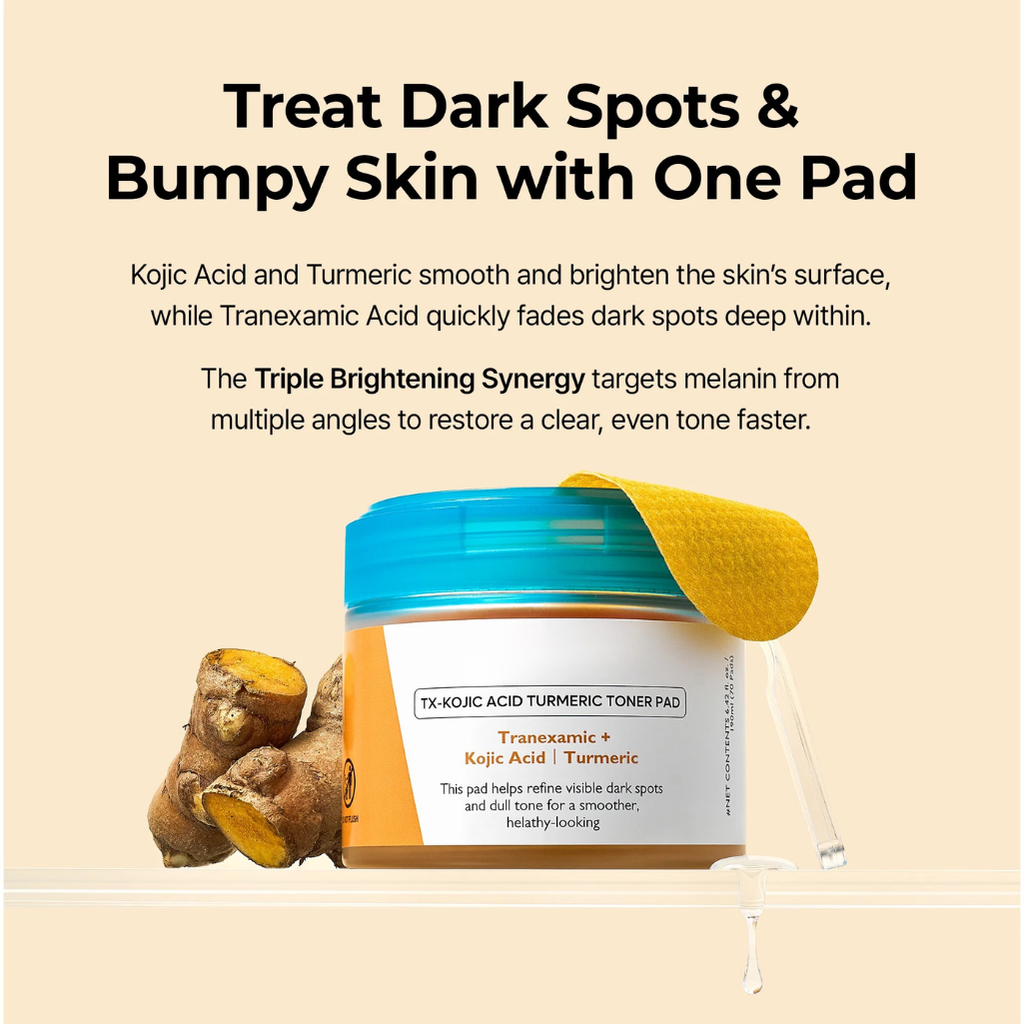Kojic Acid Turmeric TX Toner Pads for Dark Spots and Uneven Skin Tone