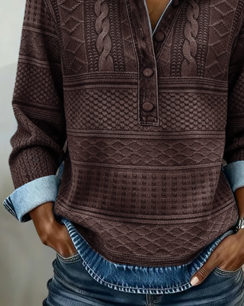 Briana | Trendy Sweatshirt with Half Button