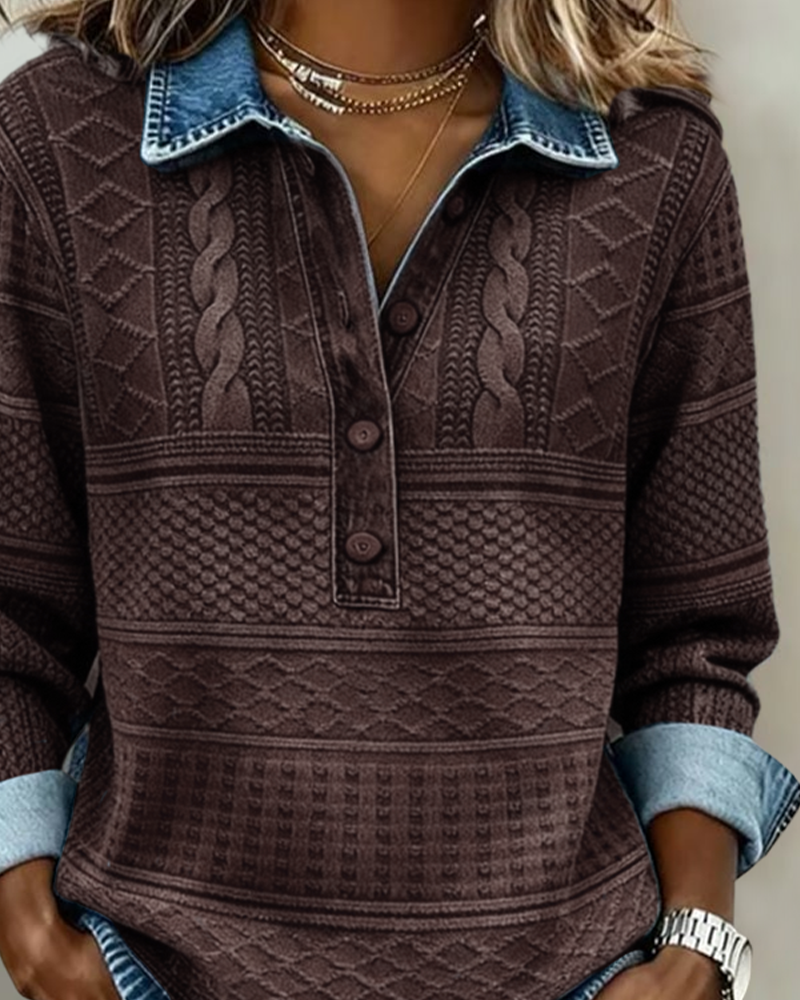 Briana | Trendy Sweatshirt with Half Button