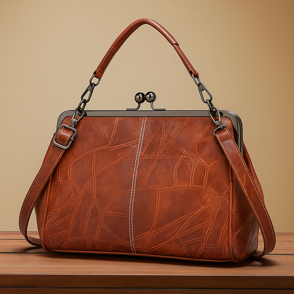 Women's Vintage Frame Handbag with Kiss-Lock Closure