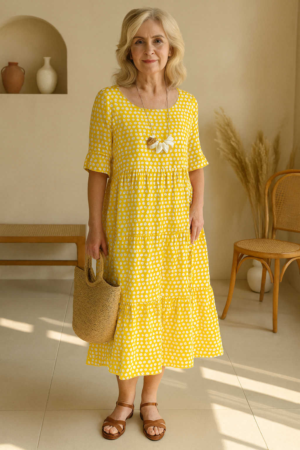 Zerelle | Short Sleeve Midi Dress