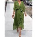Women's Graceful Wrap-Style Midi Dress