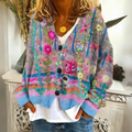 Women's Floral Embroidered Knitted Cardigan with Button Front
