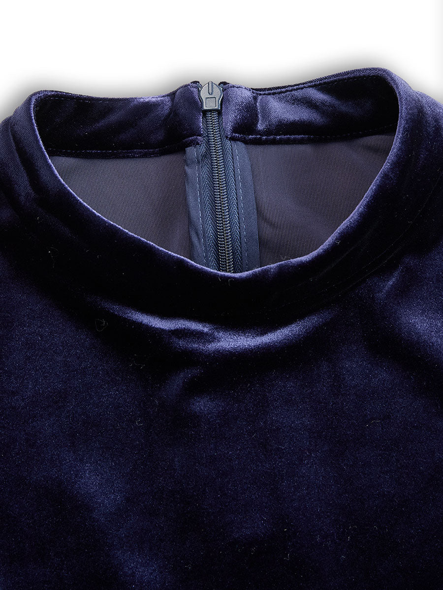 Elissa | Navy Blue Long-Sleeve Midi Dress