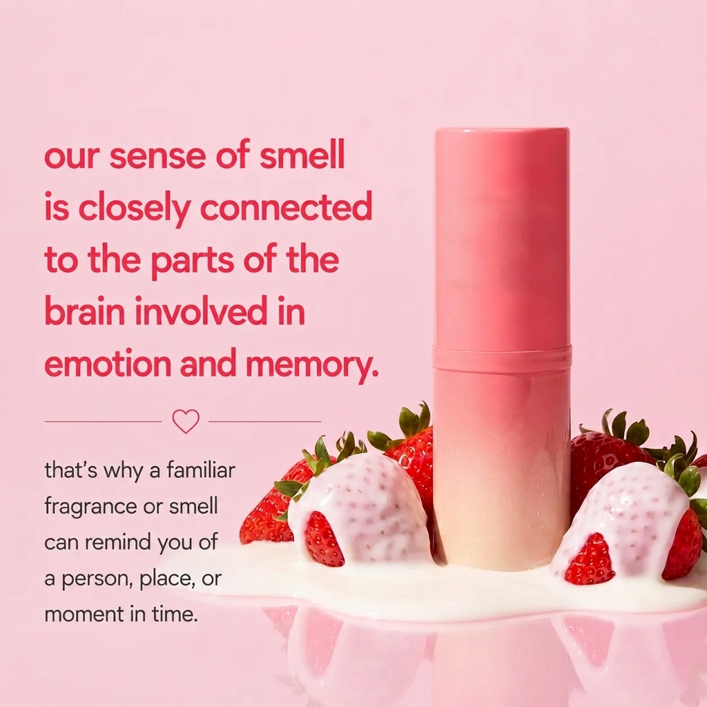 Strawberries and Cream Flavored Solid Fragrance Roll-On