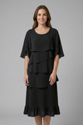 Women’s Midi Dress with Split Sleeves and Ruffle Details