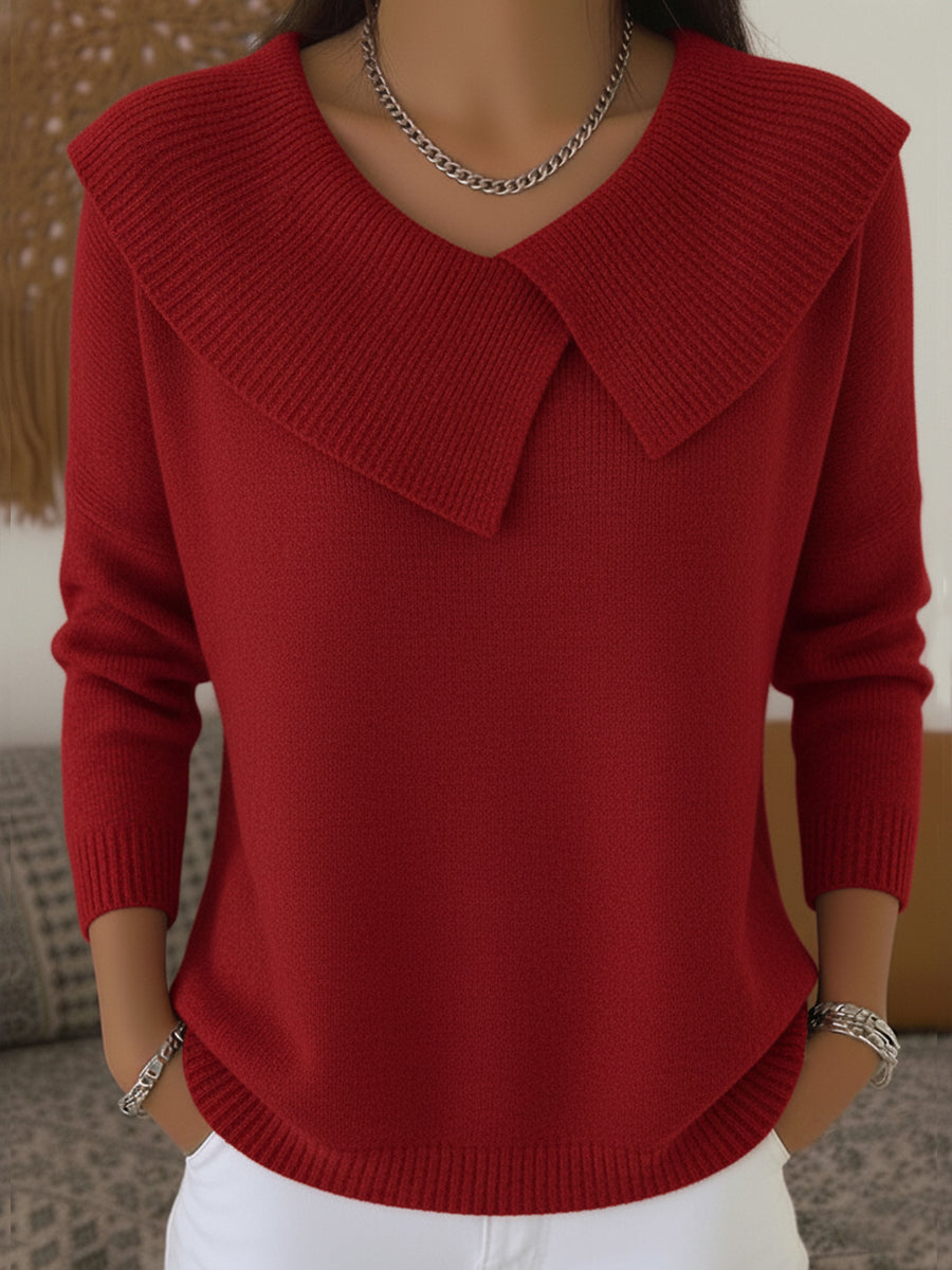 Women's Ribbed Collar Jumper with Long Sleeves