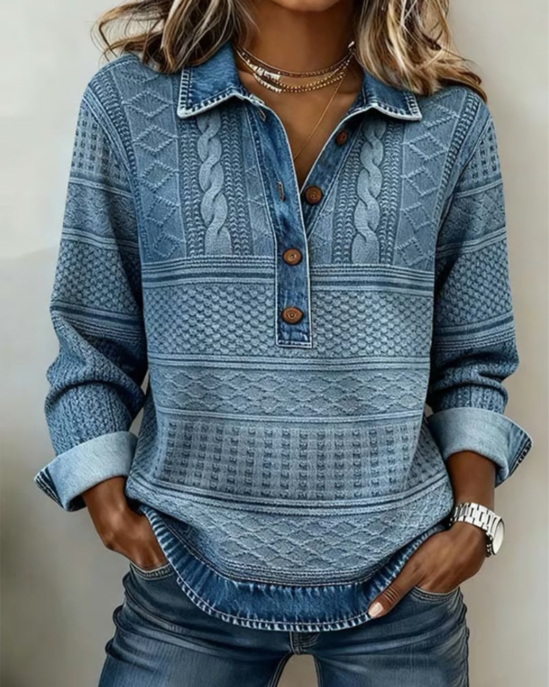 Briana | Trendy Sweatshirt with Half Button