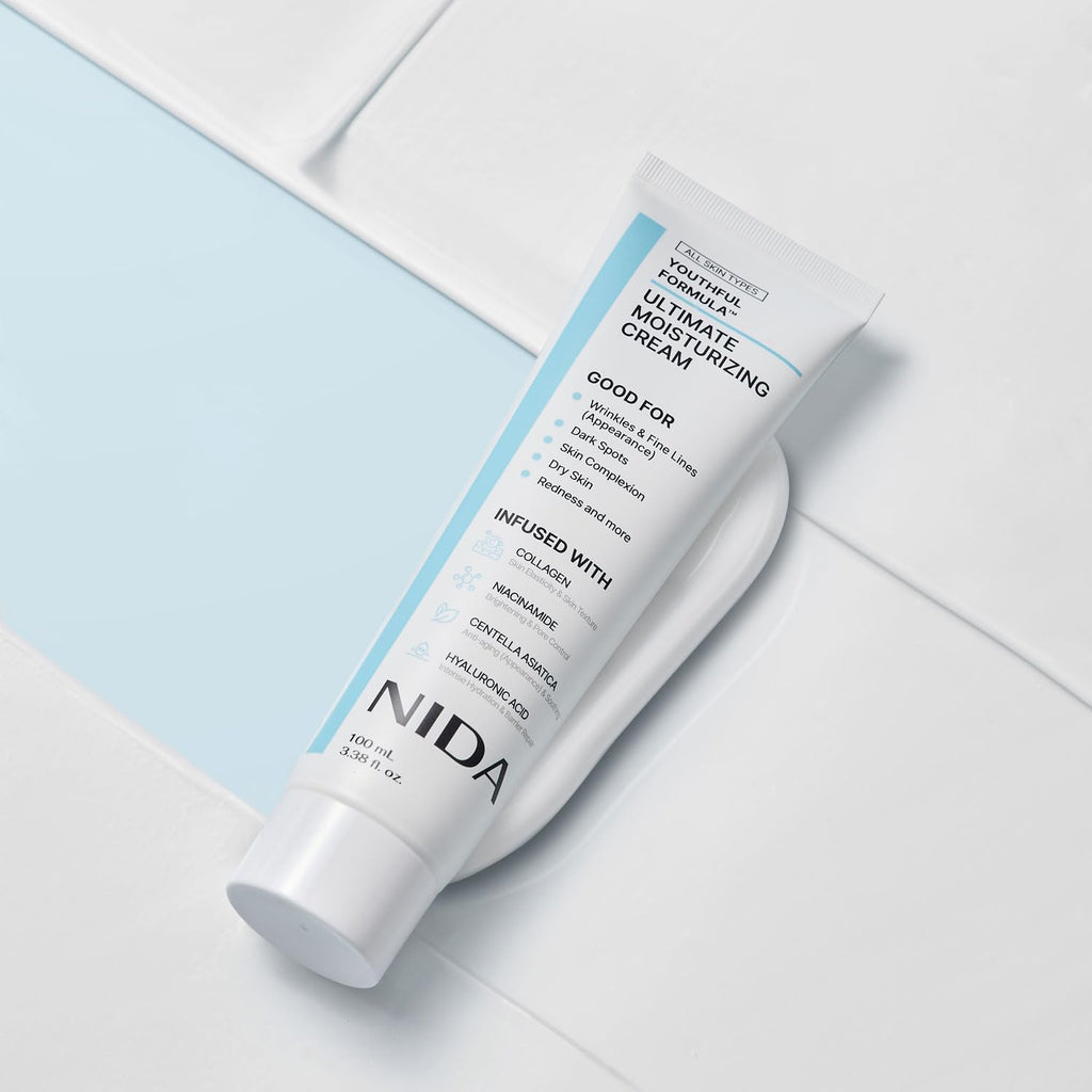 NIDA Youthful Formula Dry Skin Moisturizer with Hyaluronic Acid, Niacinamide & Collagen
