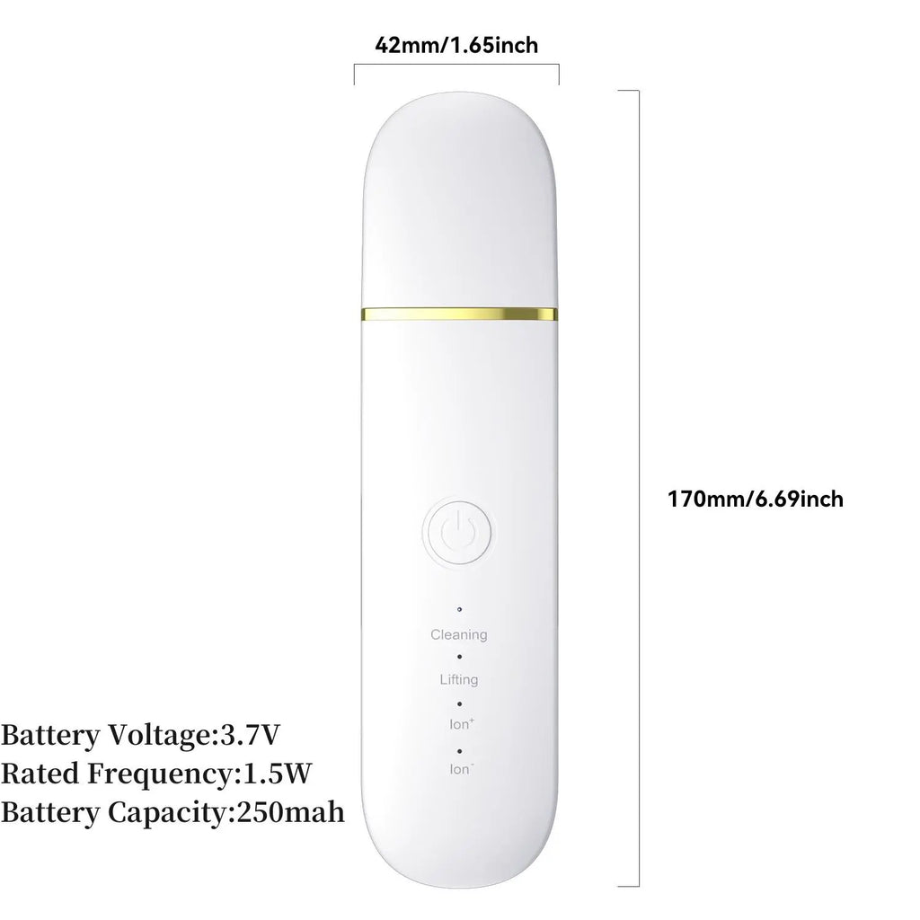 Rechargeable Ultrasonic Skin Scrubber with Vibration Massage, USB