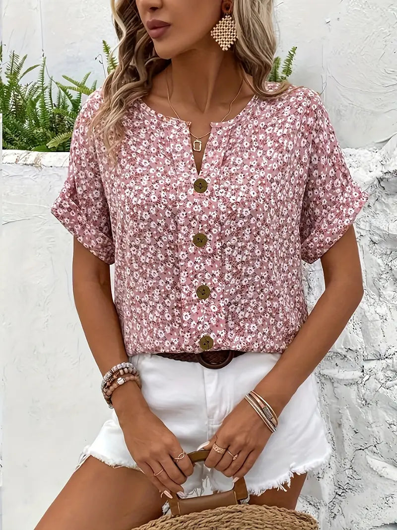 Women's Floral Print Lightweight Blouse