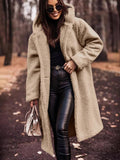 Women's Longline Teddy Coat with Notch Collar