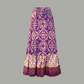 Women’s Printed Maxi Skirt with Elastic Waist and Tiered Design