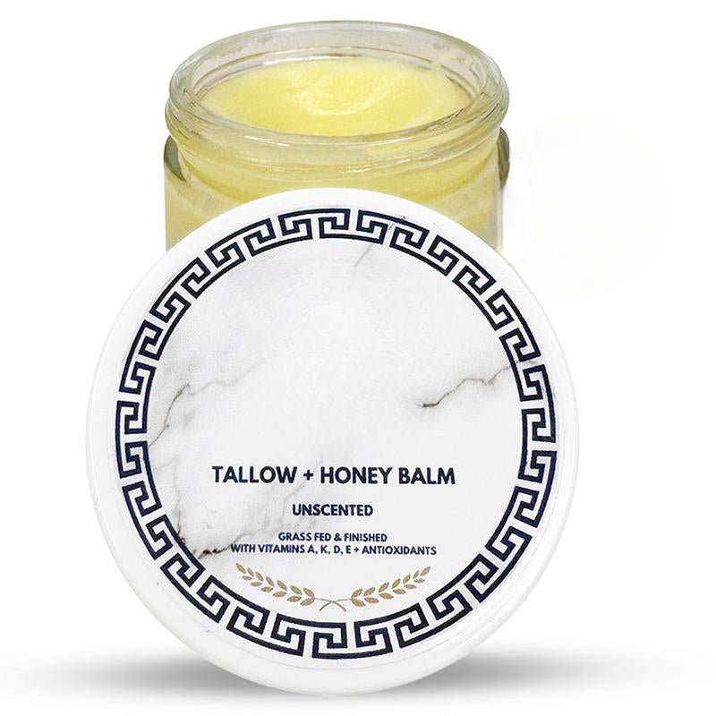 Grass-Fed Tallow Balm with Honey & Vitamins A, D, E, K for Dry and Sensitive Skin