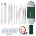 15pcs Blackhead Remover & Pore Extractor Kit, Stainless Steel