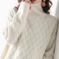 Women's Cable-Knit Turtleneck Jumper with Relaxed Fit