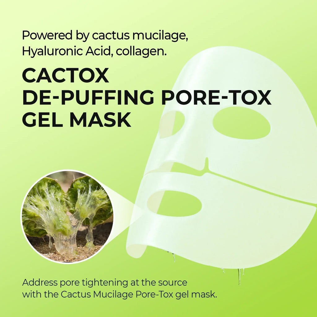 Cactox De-Puffing Pore Tox Mask Set with Caffeine for Puffiness and Pores