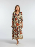 Corisande | V Neck Long Sleeve Floral Midi Dress