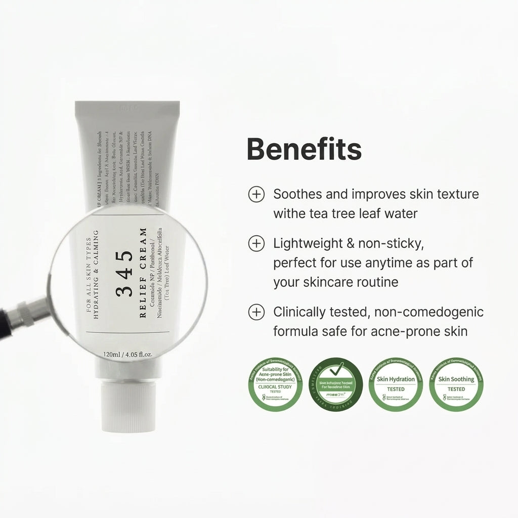 345 Relief Cream Ceramide Moisturizer with Niacinamide for Sensitive Skin & Blemishes