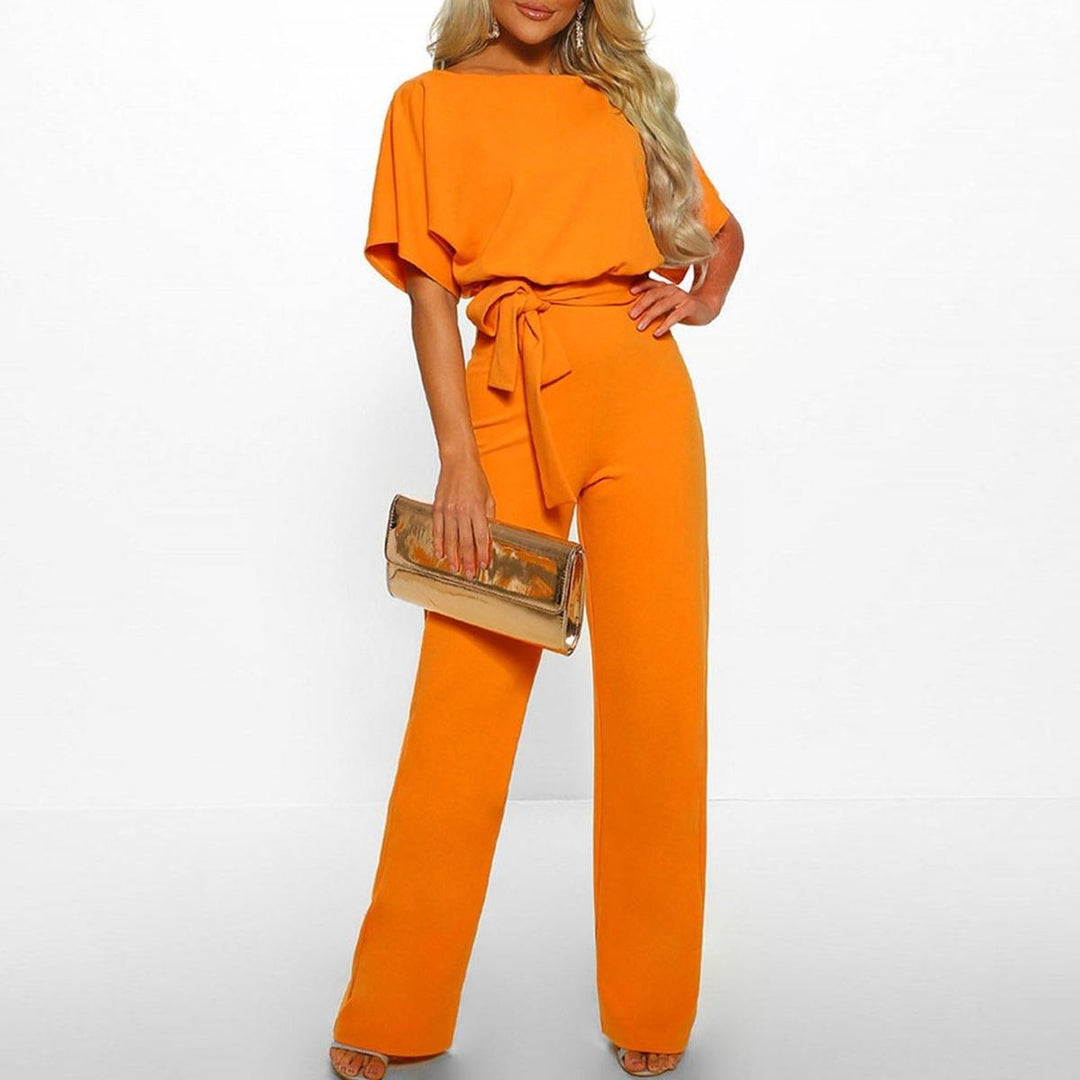 Women's Short Sleeve Tie-Waist One-Piece Outfit