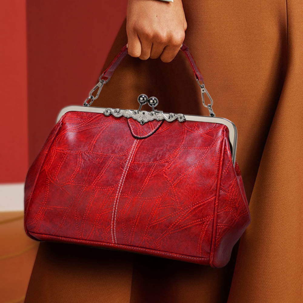 Women's Vintage Frame Handbag with Kiss-Lock Closure