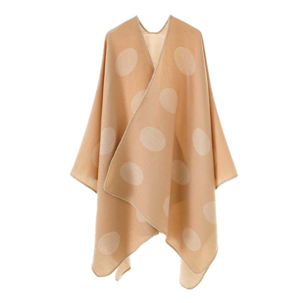 Women's Polka Dot Cape Poncho with Contrast Edge Detail