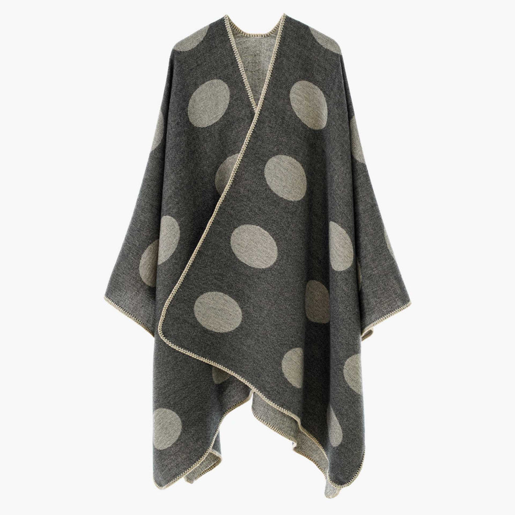 Women's Polka Dot Cape Poncho with Contrast Edge Detail