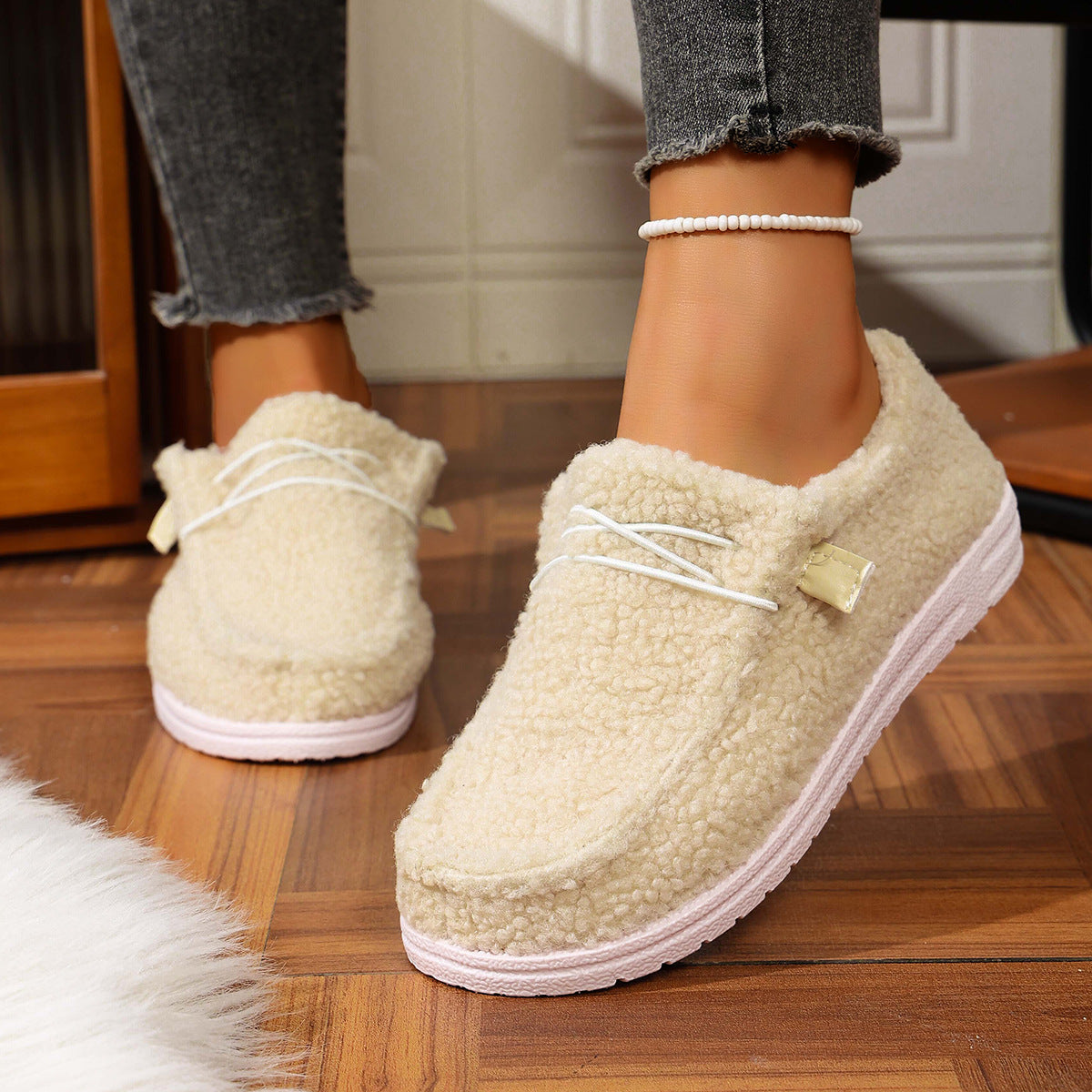 Women's Teddy Fleece Slippers Padded Slip-On with Non-Slip Sole