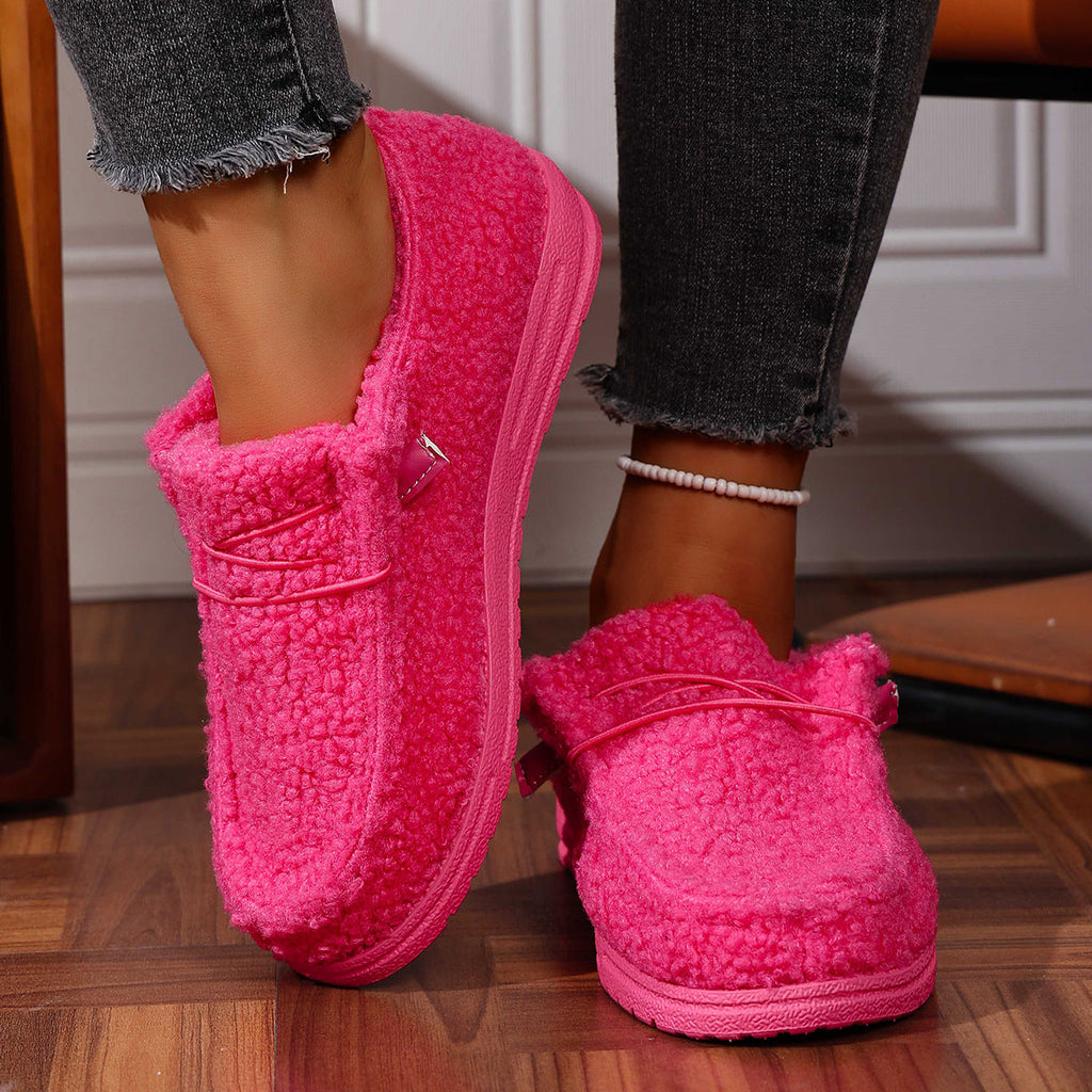 Women's Teddy Fleece Slippers Padded Slip-On with Non-Slip Sole