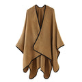Women's Oversized Cape with Contrast Trim and Open Front