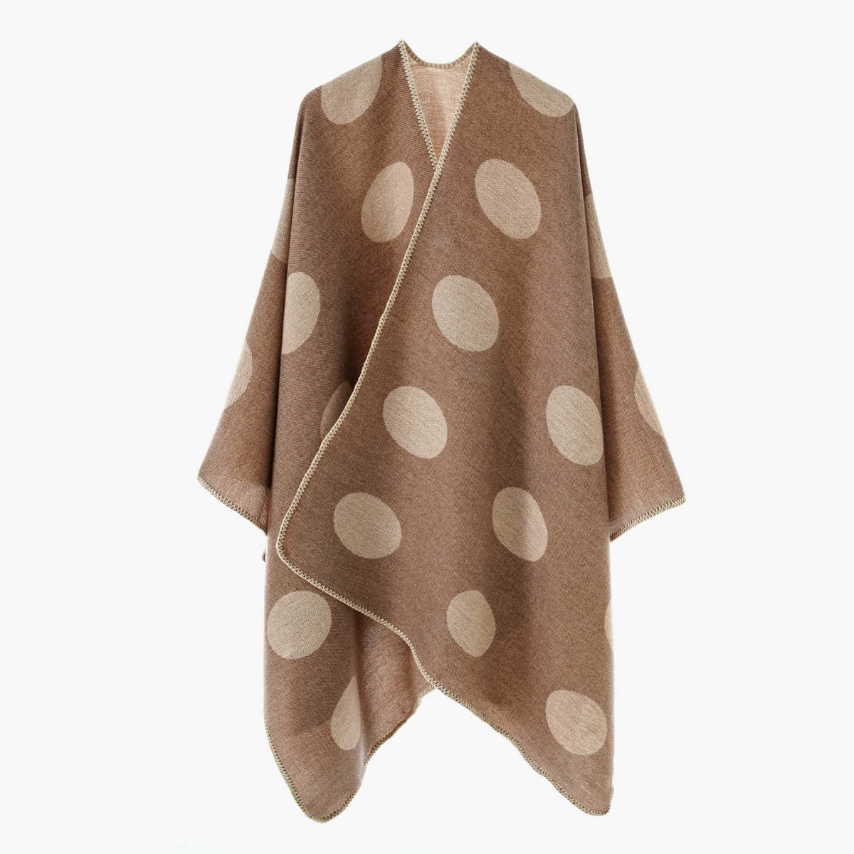 Women's Polka Dot Cape Poncho with Contrast Edge Detail