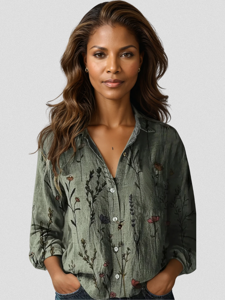 SARAH RETRO LONG-SLEEVE BLOUSE