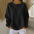 Women's Waffle Knit Henley Jumper with Button Detail