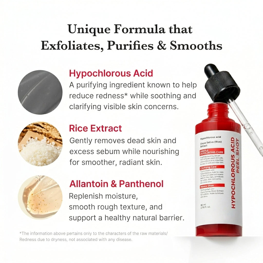 Hypochlorous Acid Peel Shot Duo with Panthenol for Exfoliation & Skin Texture