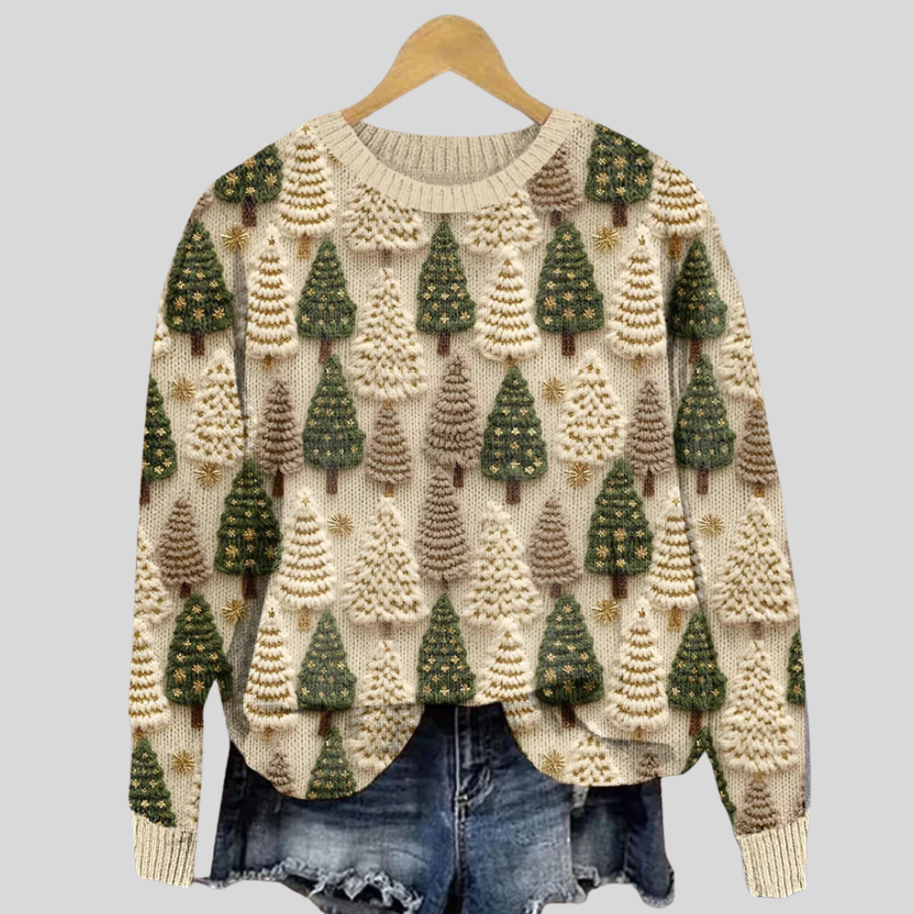 Women's Christmas Tree Crew Neck Jumper Long Sleeve