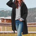 Women's Hooded Long Winter Coat with Button Closure
