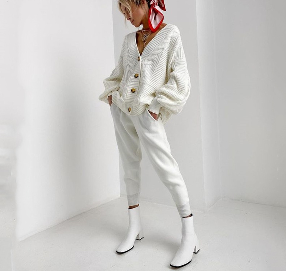 Women's Cable Knit Cardigan and Jogger Set