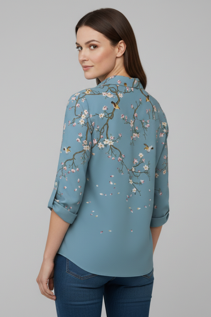 Women’s Blouse with Button Closure and Floral Print