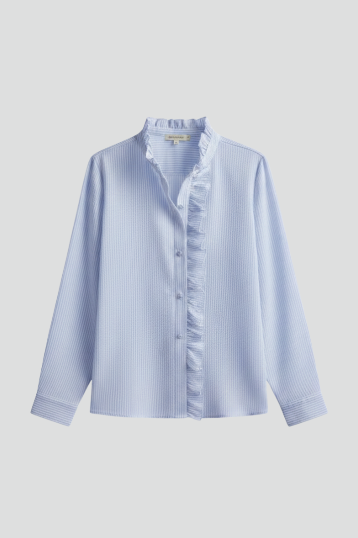 Women’s Blouse with Button Fastening and Ruffle Trim