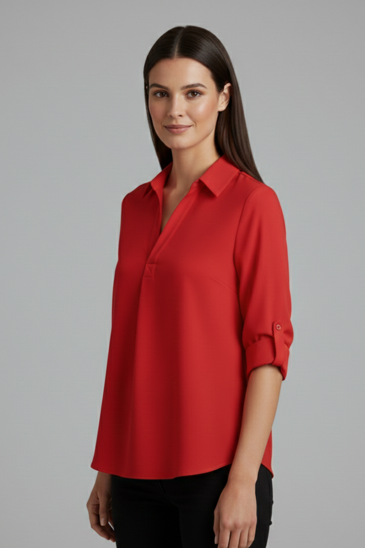 Women’s Blouse with Collar and Button Closure