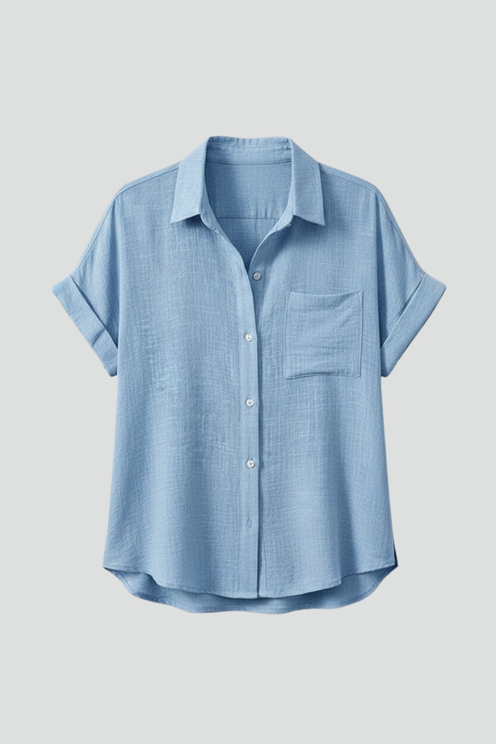 Women’s Blouse with Collar and Short Sleeves