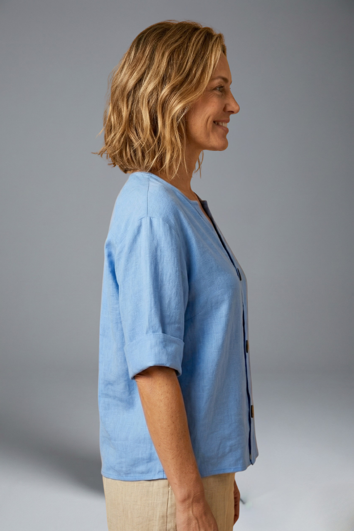 Women’s Blouse with Loose Fit and Linen Fabric