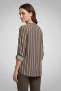 Women’s Blouse with V-Neck and Stripe Pattern