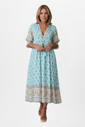 Women’s Dress with V-Neck and Patterned Surface