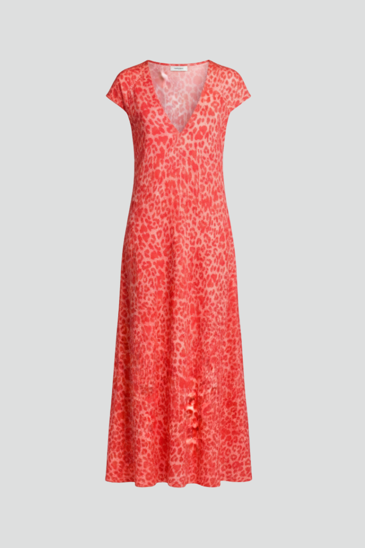 Women’s Dress with V Neck and Printed Surface