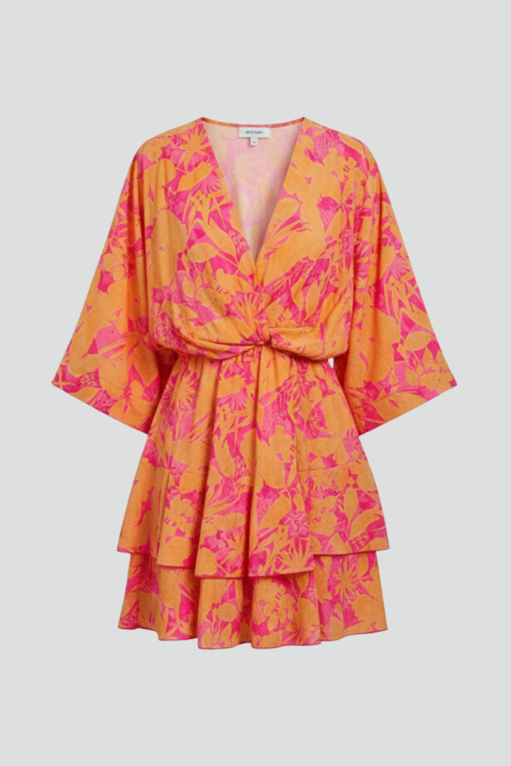 Women’s Dress with V Neck and Ruffled Hem