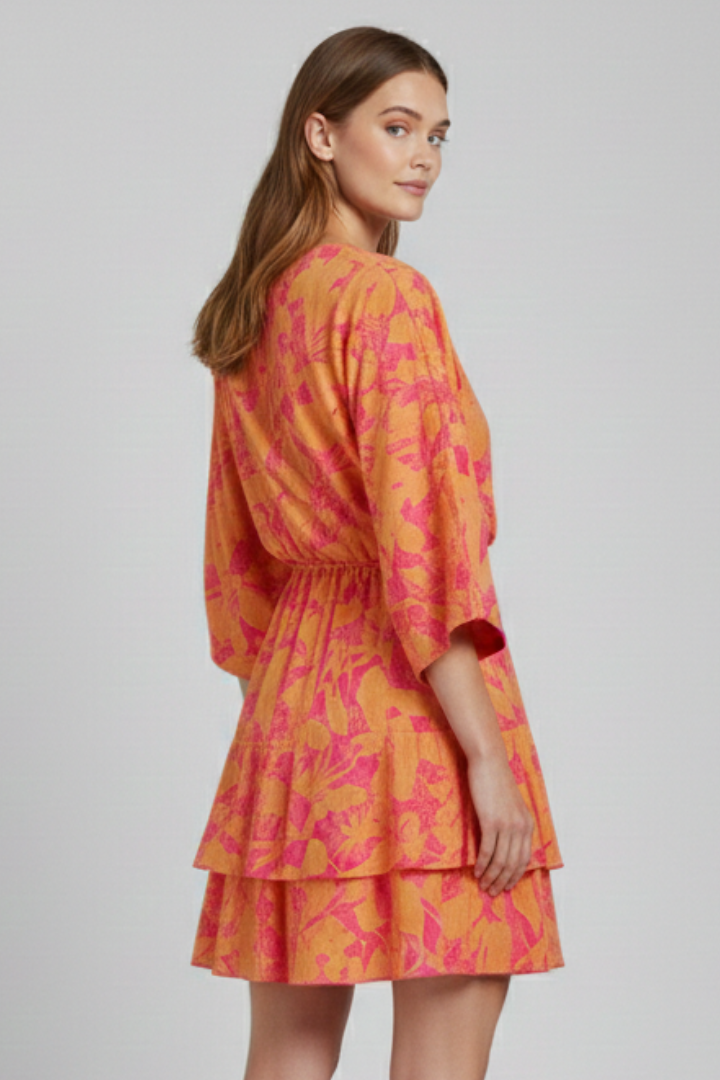 Women’s Dress with V Neck and Ruffled Hem