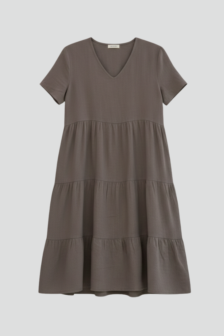 Women’s Dress with V Neckline and Short Sleeves