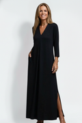 Women’s Maxi Dress with V-Neck and Side Slit